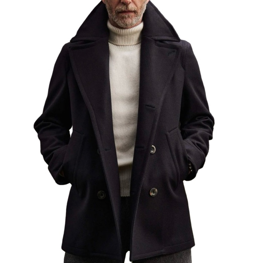 Private White Peacoat, 100% Wool Double Breasted Coat, Made in England, New, NWT